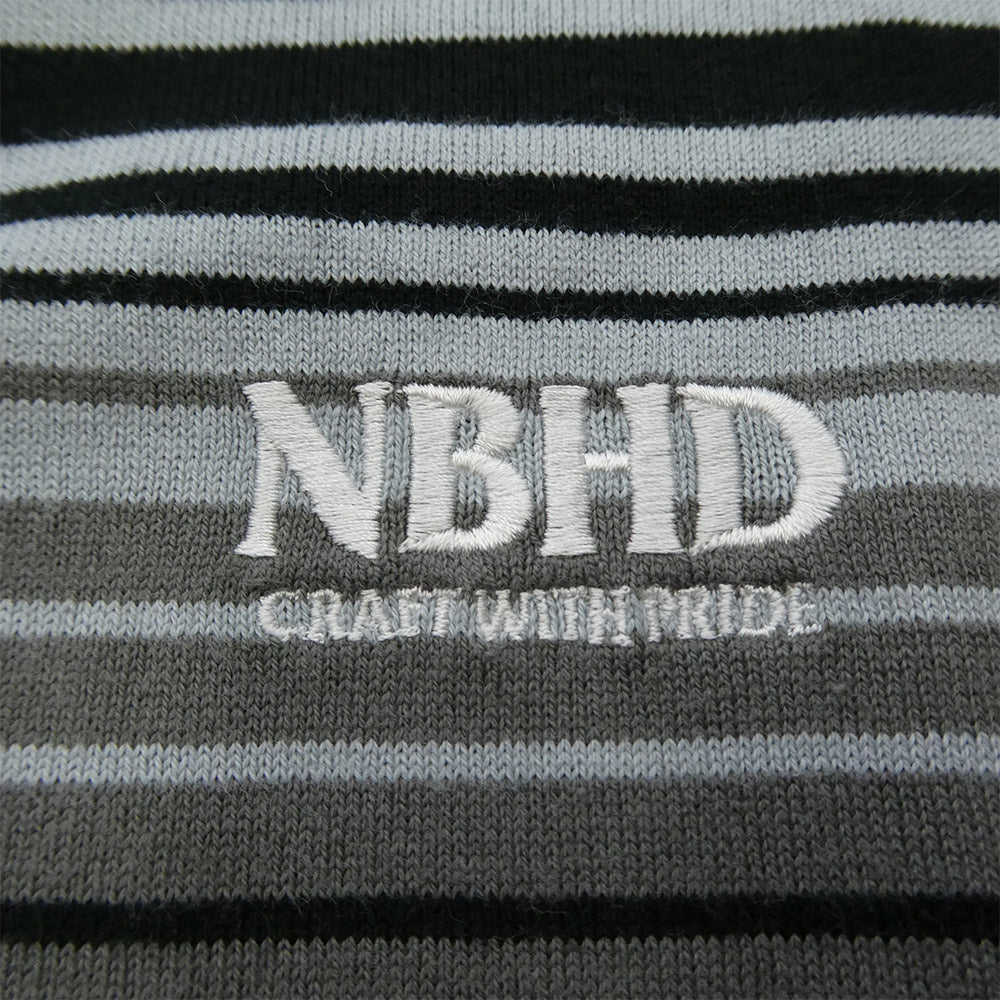 NEIGHBORHOOD ネイバーフッド 24SS 241FPNH-CSM12 BORDER CREWNECK SS Tシャツ ロゴ刺繍 ボーダー ブラック系 グレー系 ブルー系 M【中古】