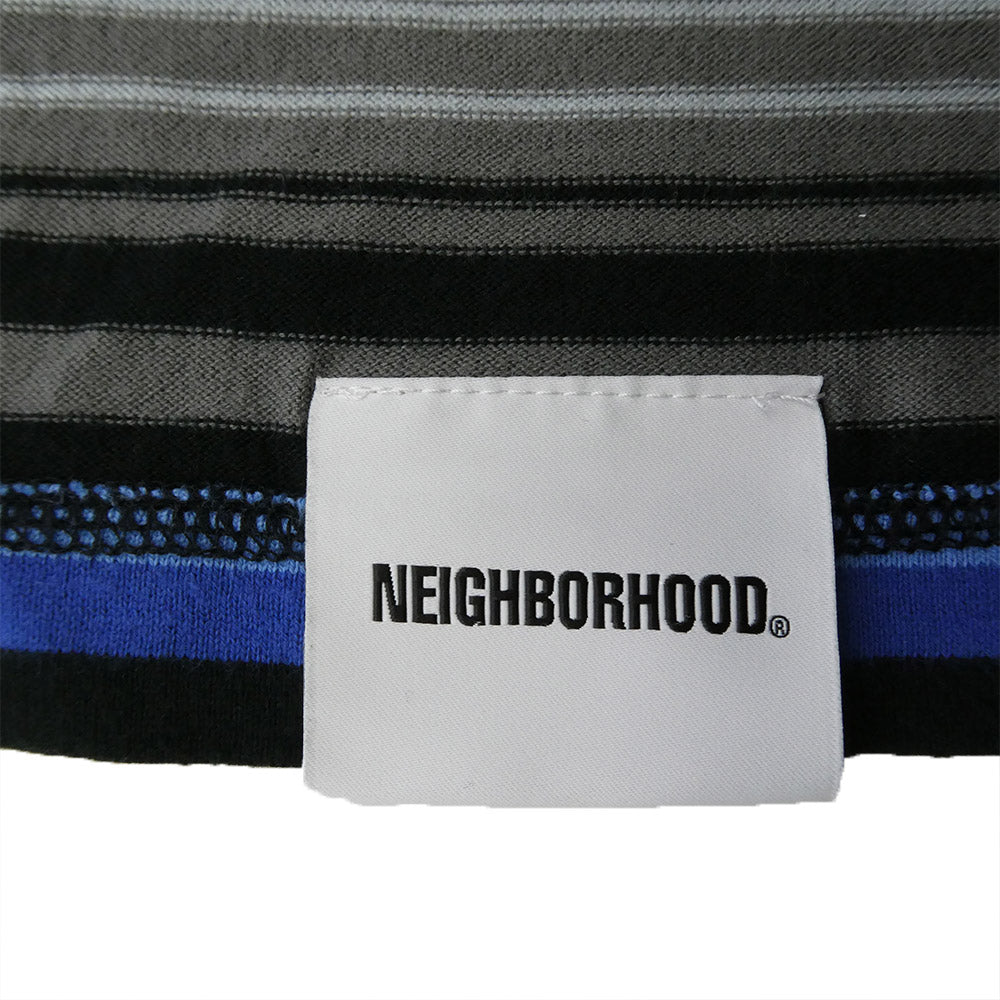 NEIGHBORHOOD ネイバーフッド 24SS 241FPNH-CSM12 BORDER CREWNECK SS Tシャツ ロゴ刺繍 ボーダー ブラック系 グレー系 ブルー系 M【中古】