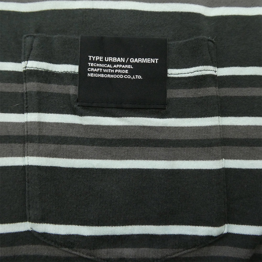NEIGHBORHOOD ネイバーフッド 25SS 251FPNH-CSM09 BORDER CREWNECK-P SS Tシャツ ポケット ボーダー グリーン系 ブラウン系 M【中古】