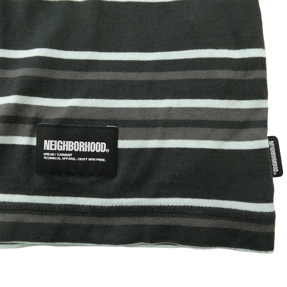 NEIGHBORHOOD ネイバーフッド 25SS 251FPNH-CSM09 BORDER CREWNECK-P SS Tシャツ ポケット ボーダー グリーン系 ブラウン系 M【中古】