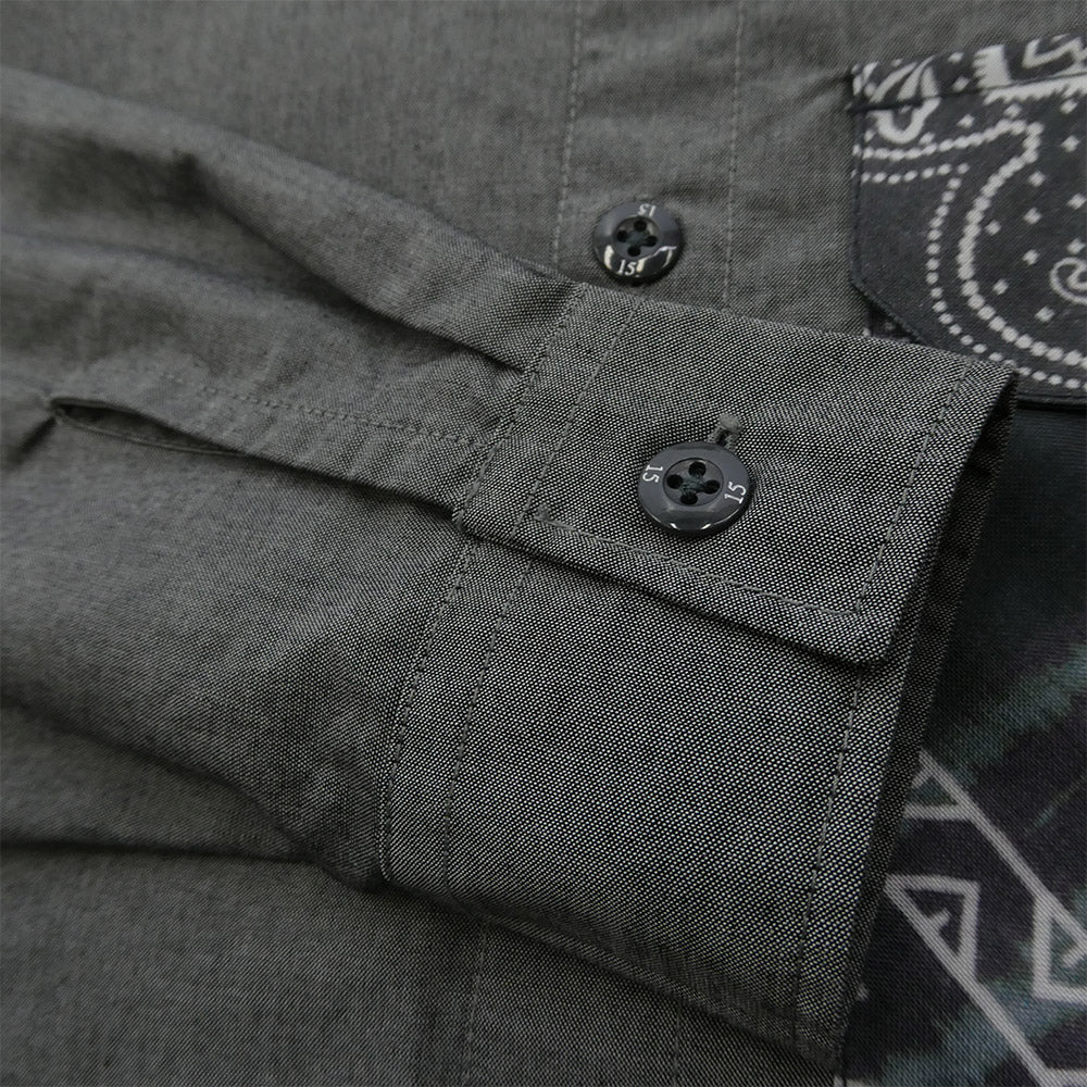 NEIGHBORHOOD ネイバーフッド 21AW 212TSNH-SHM05 BANDANA CHOPPED-2 CE-SHIRT バンダナ シャツ グレー系 S【美品】【中古】