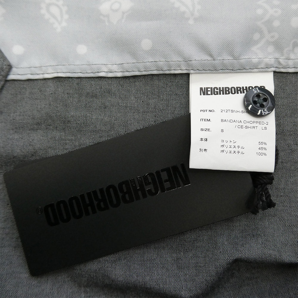 NEIGHBORHOOD ネイバーフッド 21AW 212TSNH-SHM05 BANDANA CHOPPED-2 CE-SHIRT バンダナ シャツ グレー系 S【美品】【中古】