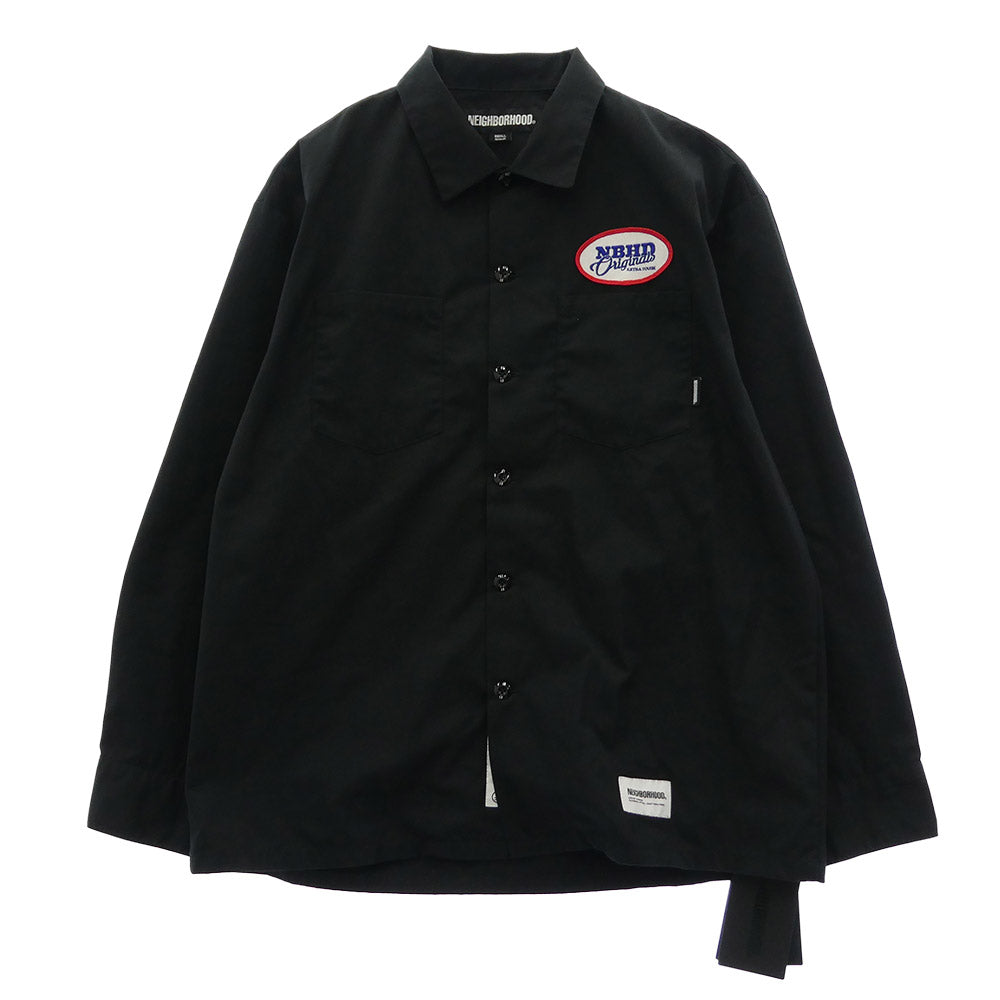 NEIGHBORHOOD ネイバーフッド 23AW 232TSNH-SHM01 CLASSIC WORK SHIRT ロゴパッチ クラシック ワークシャツ ブラック系 S【美品】【中古】