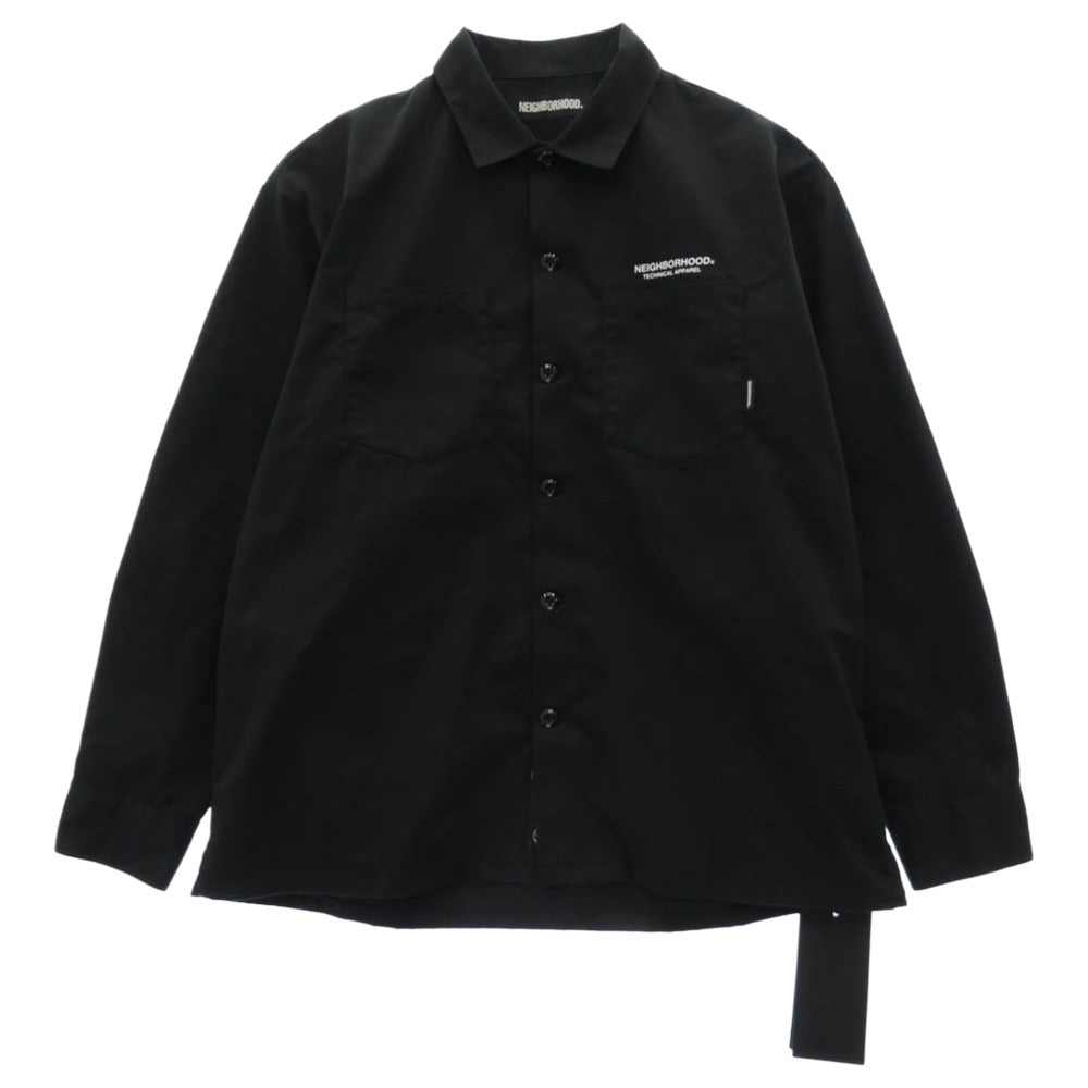 NEIGHBORHOOD ネイバーフッド 22SS 221TSNH-SHM01 CLASSIC WORK EC-SHIRT ロゴプリント クラシック ワークシャツ ブラック系 S【美品】【中古】