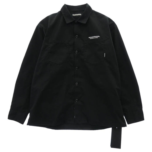 NEIGHBORHOOD ネイバーフッド 22SS 221TSNH-SHM01 CLASSIC WORK EC-SHIRT ロゴプリント クラシック ワークシャツ ブラック系 S【美品】【中古】