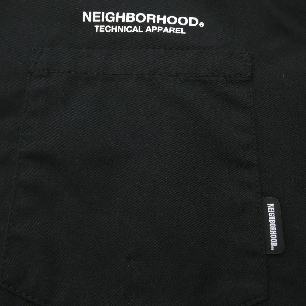 NEIGHBORHOOD ネイバーフッド 22SS 221TSNH-SHM01 CLASSIC WORK EC-SHIRT ロゴプリント クラシック ワークシャツ ブラック系 S【美品】【中古】