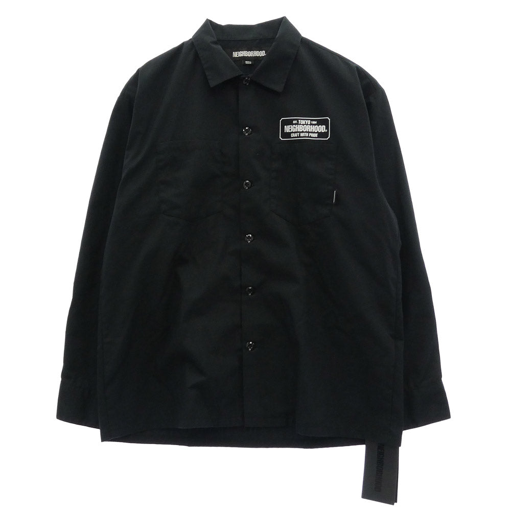 NEIGHBORHOOD ネイバーフッド 23SS 231TSNH-SHM01 CLASSIC WORK SHIRT ロゴプリント クラシック ワークシャツ ブラック系 S【美品】【中古】