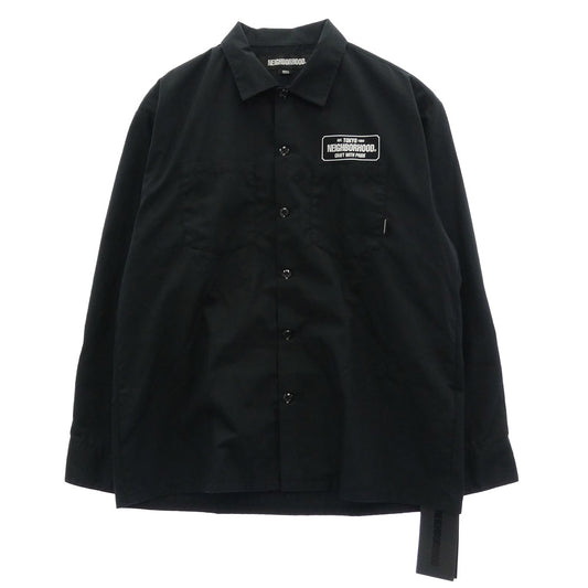 NEIGHBORHOOD ネイバーフッド 23SS 231TSNH-SHM01 CLASSIC WORK SHIRT ロゴプリント クラシック ワークシャツ ブラック系 S【美品】【中古】