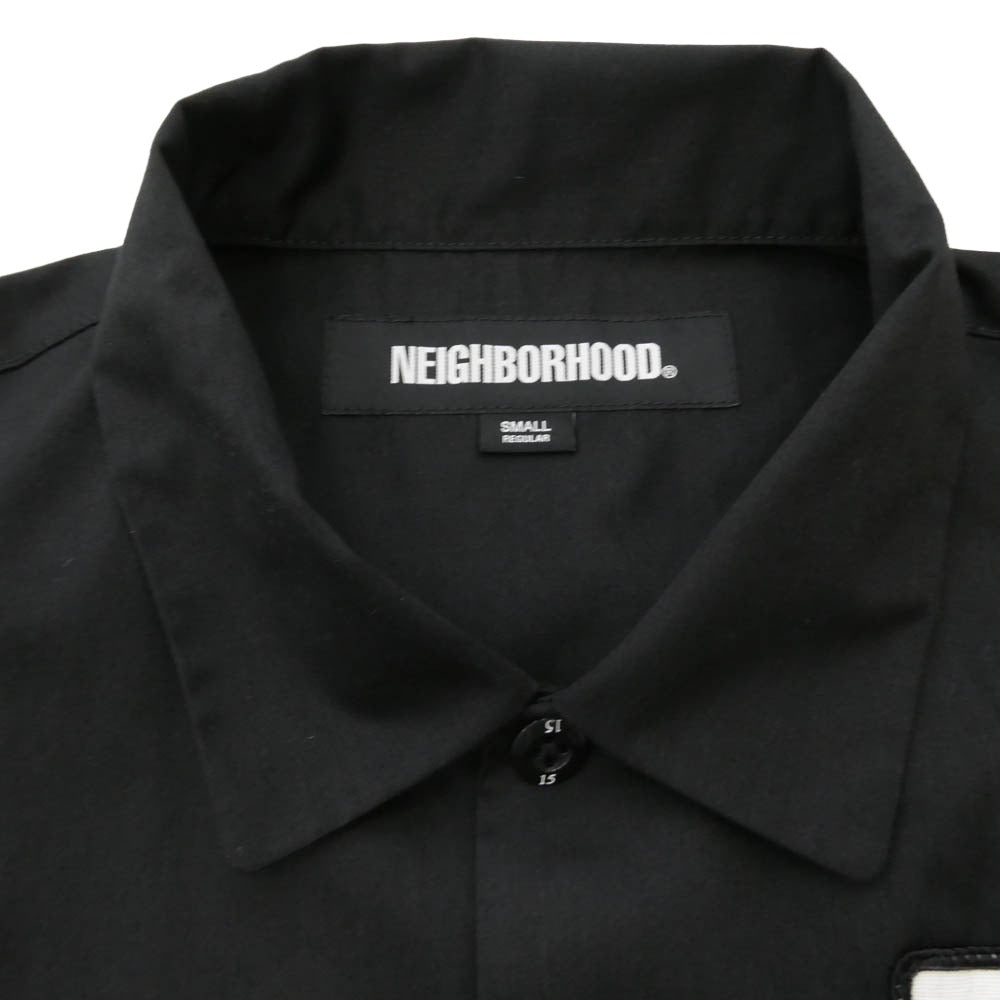 NEIGHBORHOOD ネイバーフッド 24SS 241TSNH-SHM01 CLASSIC WORK SHIRT ロゴプリント ワッペン クラシック ワークシャツ ブラック系 S【美品】【中古】