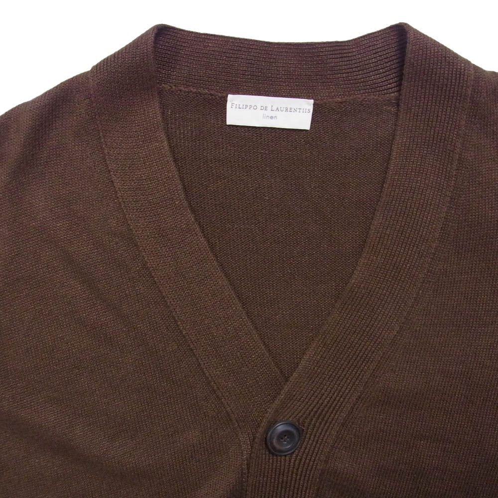 BEAMS ビームス ビームスF FILIPPO DE LAURENTIIS リネンカーディガン ブラウン系 48【中古】