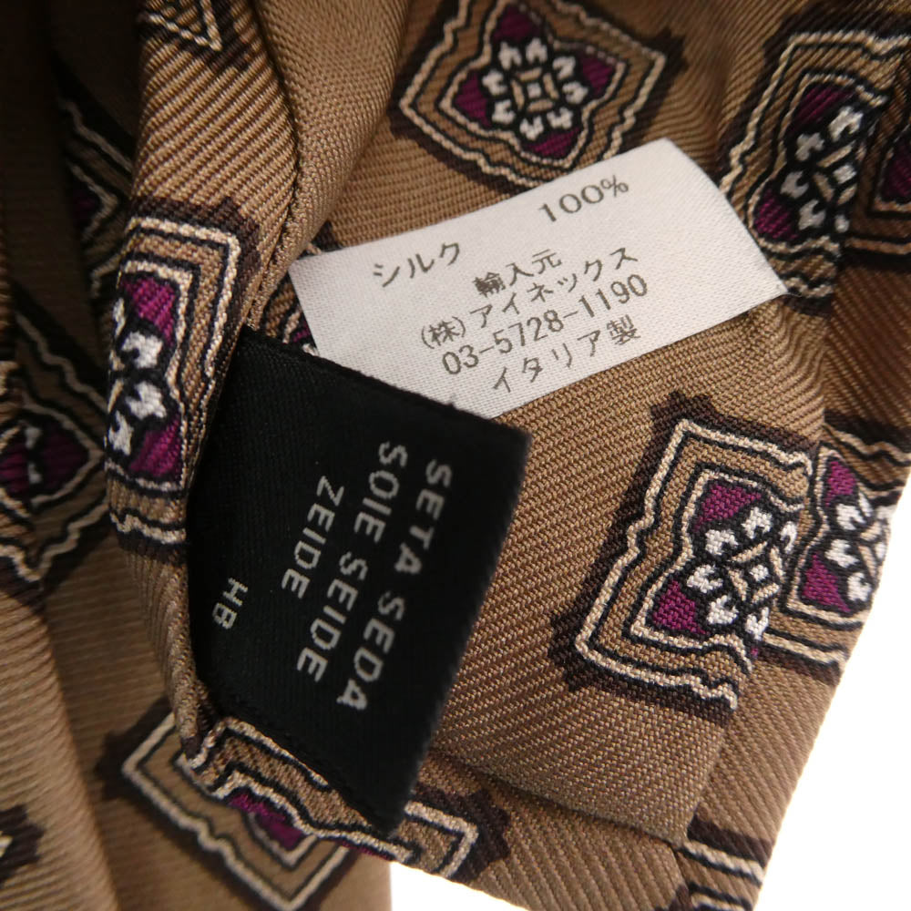 BEAMS ビームス ビームスF Holiday&Brown ホリデーアンドブラウン シルク ネクタイ ライトブラウン系【美品】【中古】
