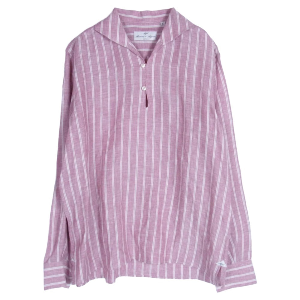 BEAMS ビームス ビームスF Massimo d'Augusto マッシモダウグスト カプリ シャツ ストライプ ピンク系 L【中古】