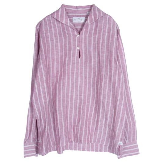 BEAMS ビームス ビームスF Massimo d'Augusto マッシモダウグスト カプリ シャツ ストライプ ピンク系 L【中古】