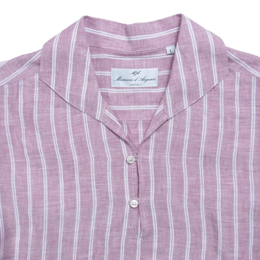 BEAMS ビームス ビームスF Massimo d'Augusto マッシモダウグスト カプリ シャツ ストライプ ピンク系 L【中古】