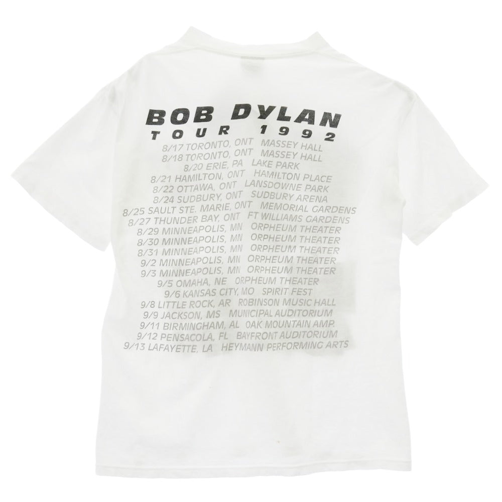 90s USA製 BOB DYLAN ボブディラン BROCKUMタグ 1992ツアー 半袖 Tシャツ ホワイト系 L【中古】
