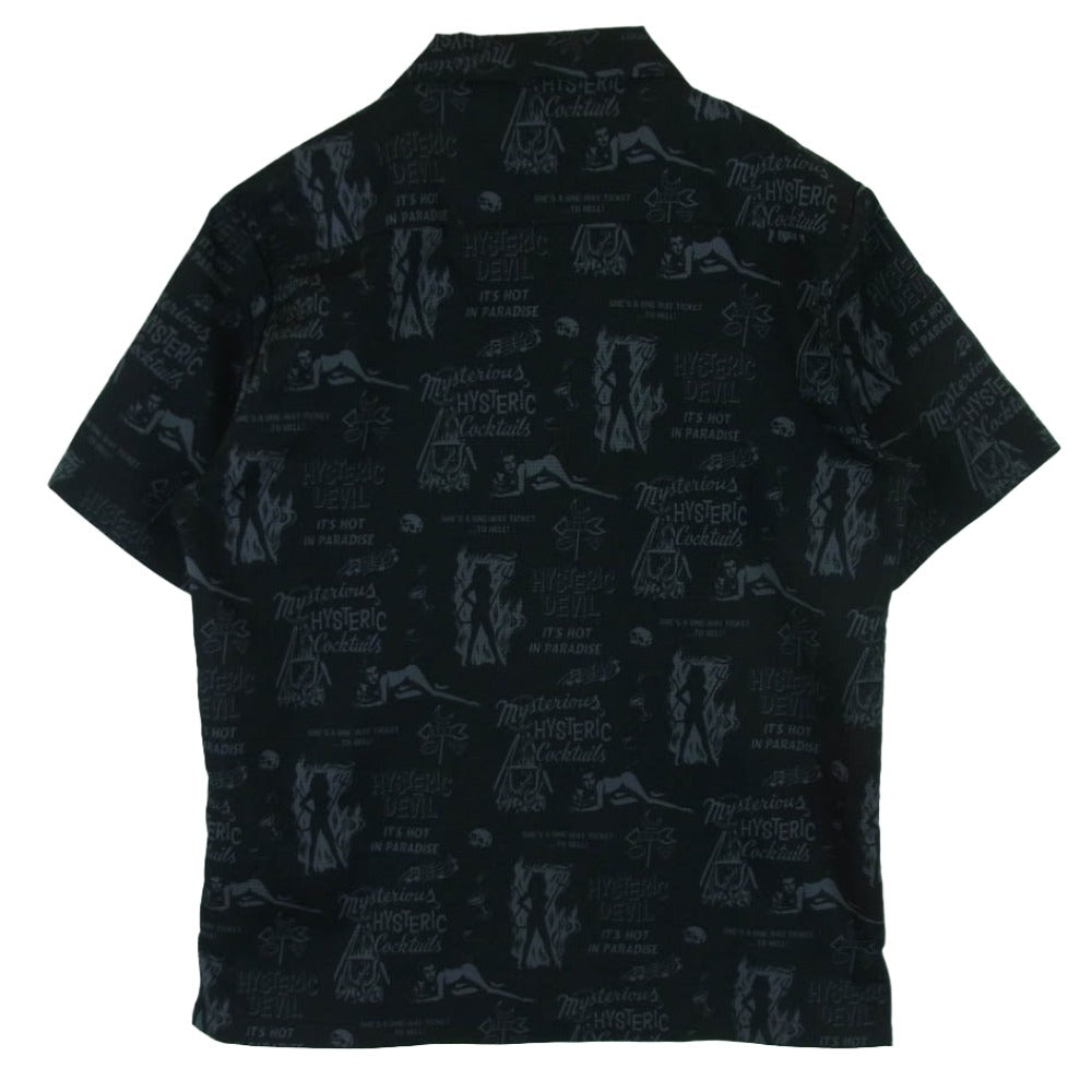 HYSTERIC GLAMOUR ヒステリックグラマー 19SS 02182AH05 DEVILS COCKTAIL 総柄 半袖 シャツ ブラック系 M【中古】