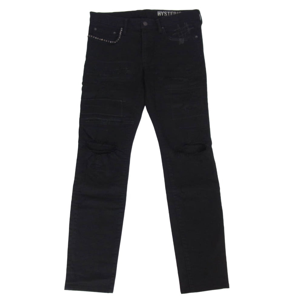 HYSTERIC GLAMOUR ヒステリックグラマー 02191AP10 SPBR加工 ISKO ストレッチ デニム スキニー パンツ ブラック系 31【中古】