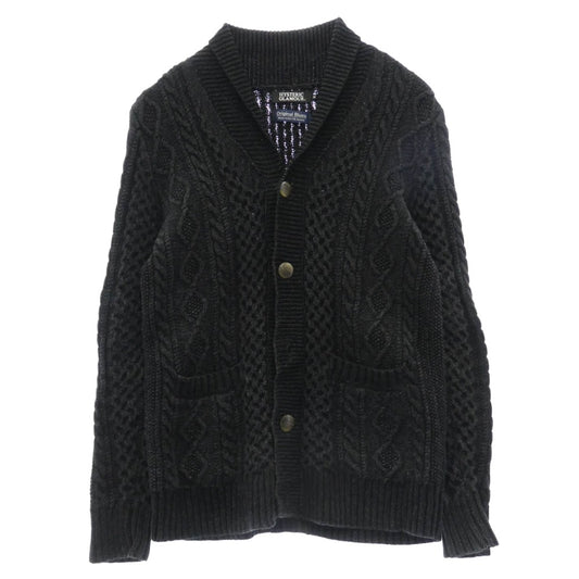 HYSTERIC GLAMOUR ヒステリックグラマー 0251ND03 × ORIGINAL BLUES オリジナル ブルース ケーブルニット コットン ショールカラー カーディガン ダークグレー系 M【中古】