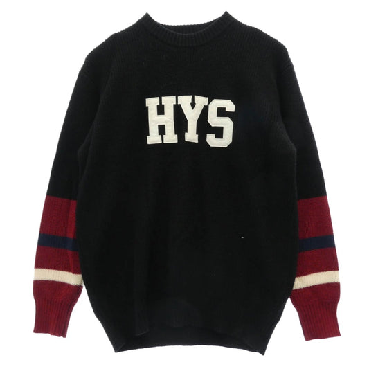HYSTERIC GLAMOUR ヒステリックグラマー 02183NS11 FELT LOGO RIB-KNIT SWEATER HYSロゴ リブニット セーター ブラック系 M【中古】