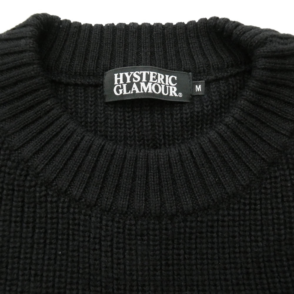 HYSTERIC GLAMOUR ヒステリックグラマー 02183NS11 FELT LOGO RIB-KNIT SWEATER HYSロゴ リブニット セーター ブラック系 M【中古】