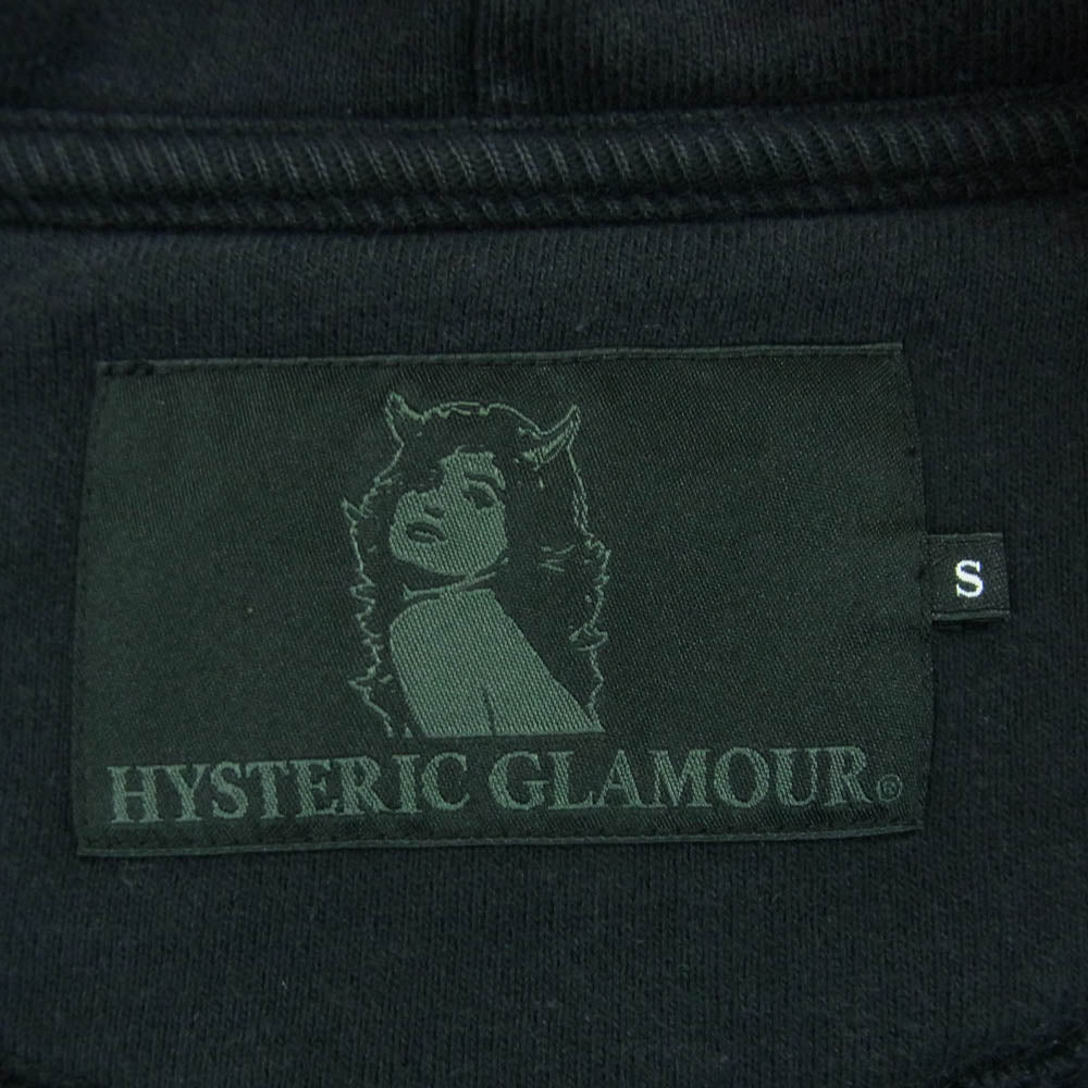 HYSTERIC GLAMOUR ヒステリックグラマー 15SS 0251CF02 ROCK PRESS pt PK ロック プレス ガールプリント フーディ パーカー ブラック系 S【中古】