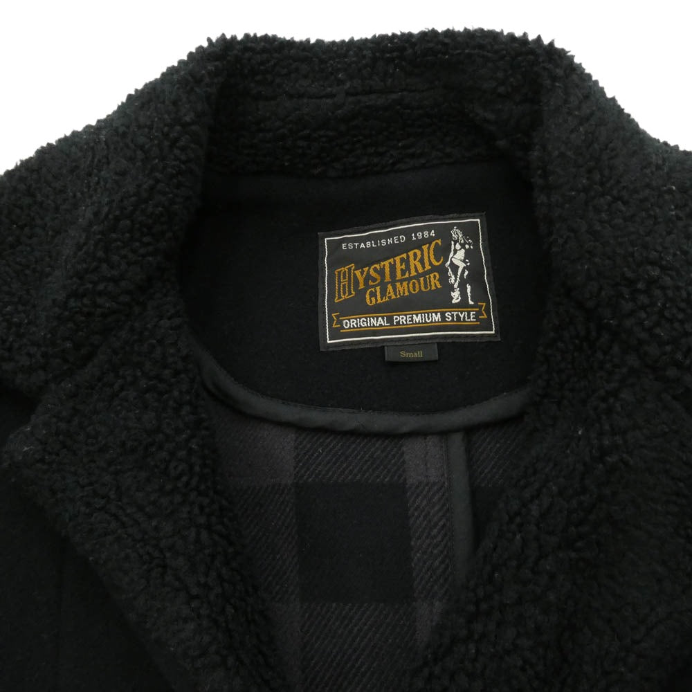 HYSTERIC GLAMOUR ヒステリックグラマー 0253AC06 裏ボア 裏地チェック メルトン ランチコート ブラック系 S【中古】