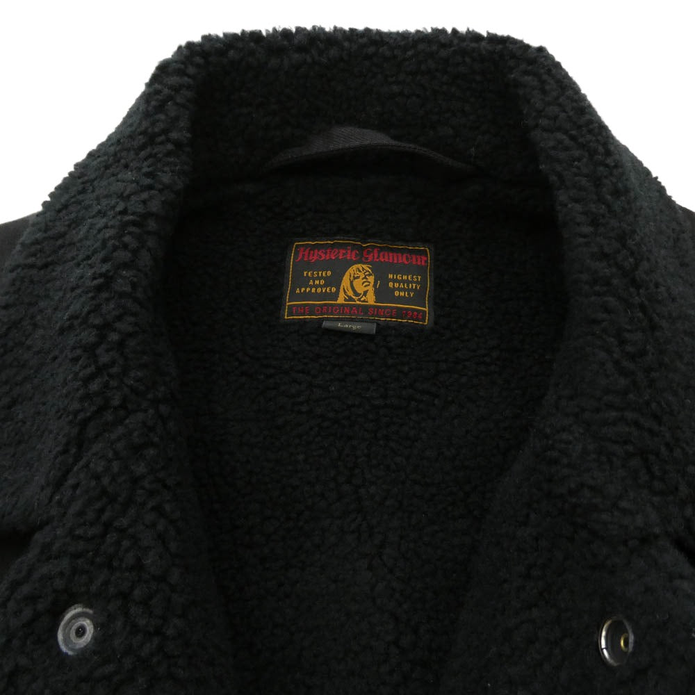 HYSTERIC GLAMOUR ヒステリックグラマー 02183AC07 裏ボア ブラックデニム ランチコート ジャケット ブラック系 L【中古】 HYSTERIC GLAMOUR ヒステリックグラマー 02183AC07 裏ボア ブラック