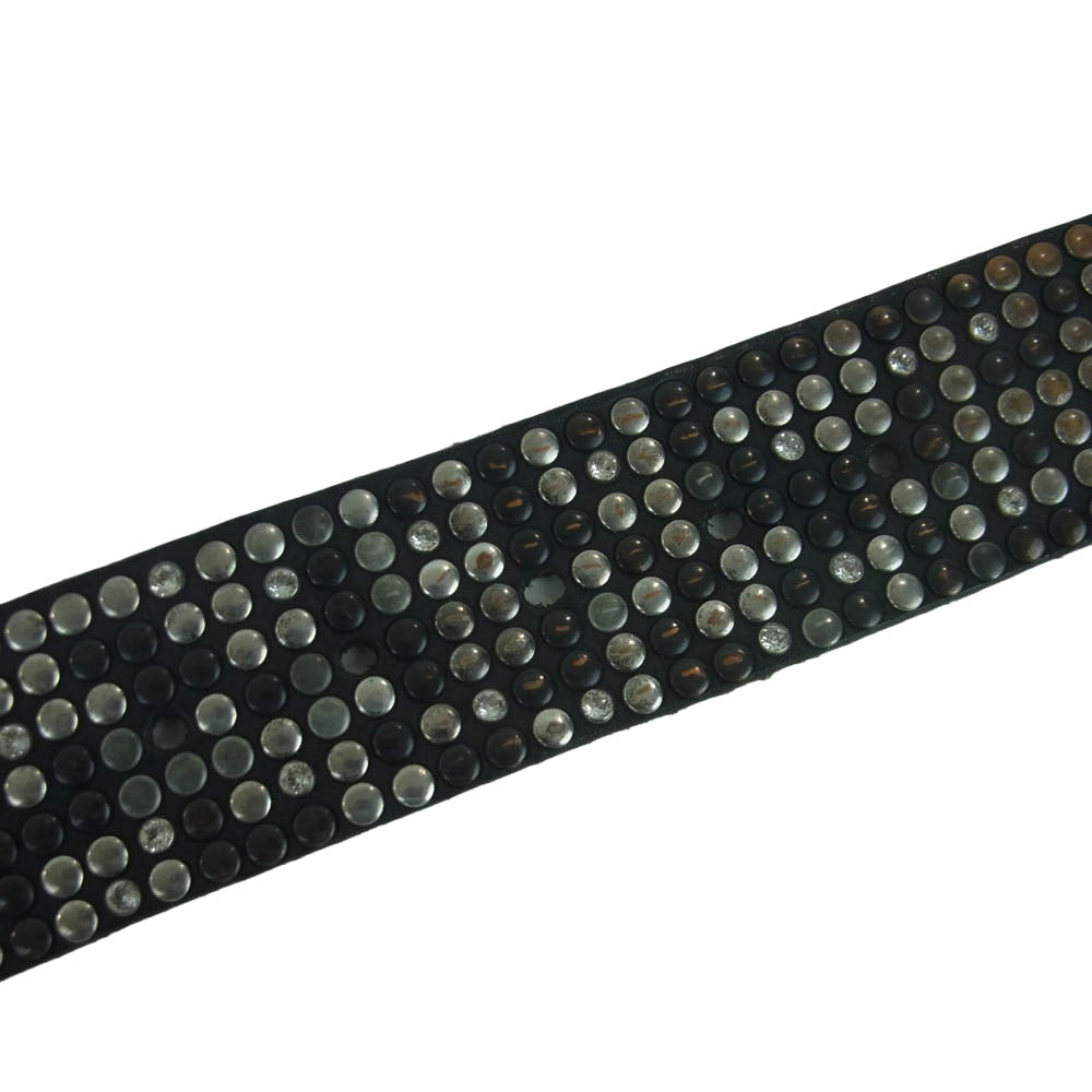HTC エイチティーシー イタリア製 10000 STUDS DELUXE ラインストーン スタッズ レザー ベルト ブラック系【中古】