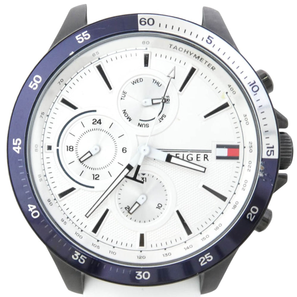 TOMMY HILFIGER トミーヒルフィガー 1791723 BANK バンク ラバーバンド クォーツ ブラック系 ホワイト系【中古】