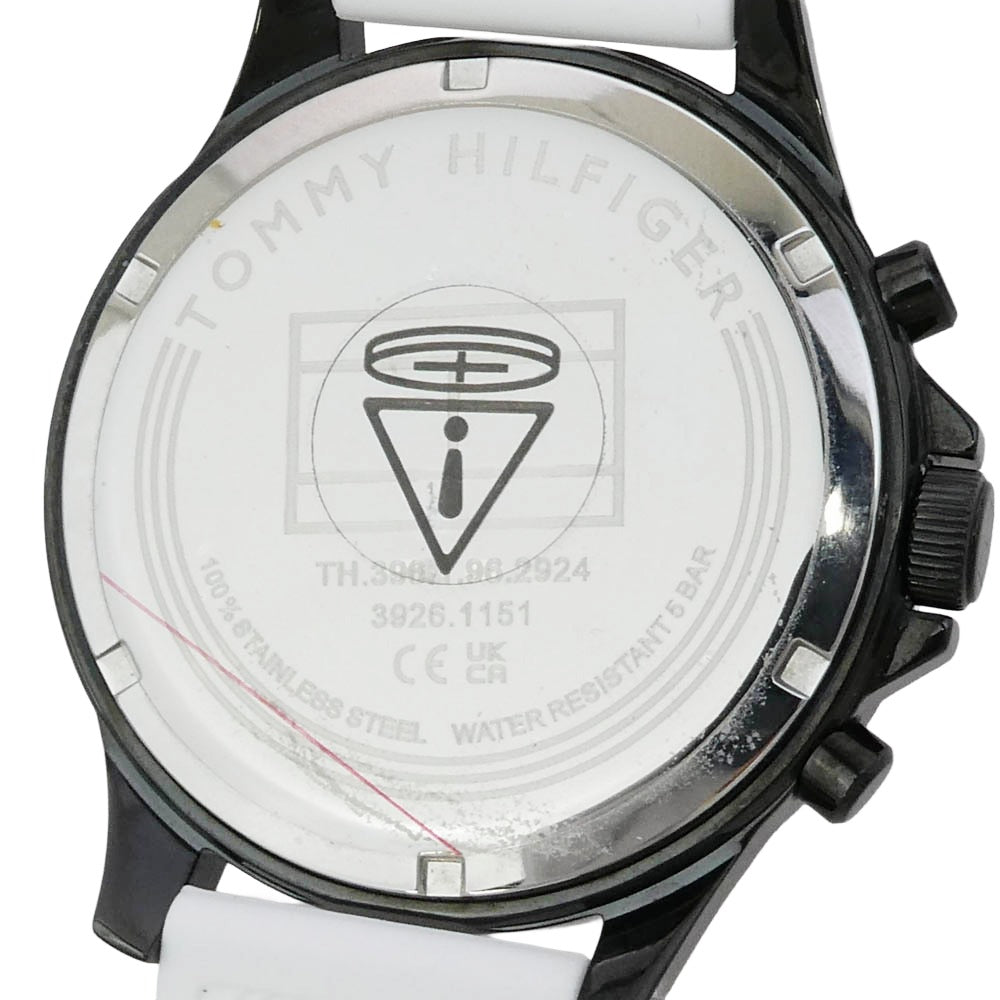 TOMMY HILFIGER トミーヒルフィガー 1791723 BANK バンク ラバーバンド クォーツ ブラック系 ホワイト系【中古】