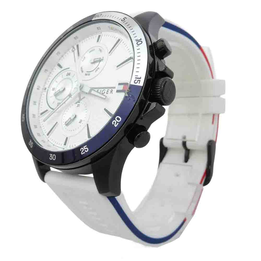 TOMMY HILFIGER トミーヒルフィガー 1791723 BANK バンク ラバーバンド クォーツ ブラック系 ホワイト系【中古】