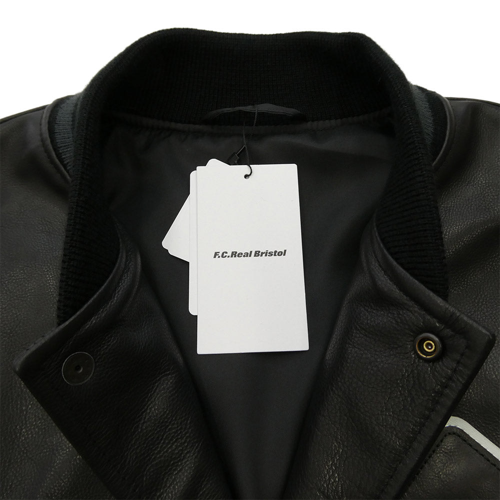 F.C.R.B. エフシーアールビー 26SS FCRB-260000 LEATHER TEAM VARSITY BLOUSON レザー バーシティ ブルゾン ブラック系 S【新古品】【未使用】【中古】