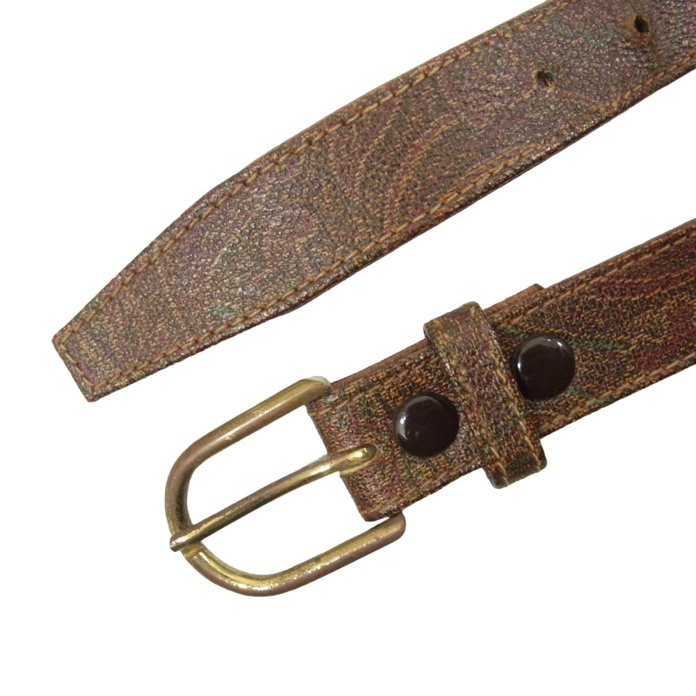 ETRO エトロ ペイズリー レザー ベルト ブラウン系【中古】