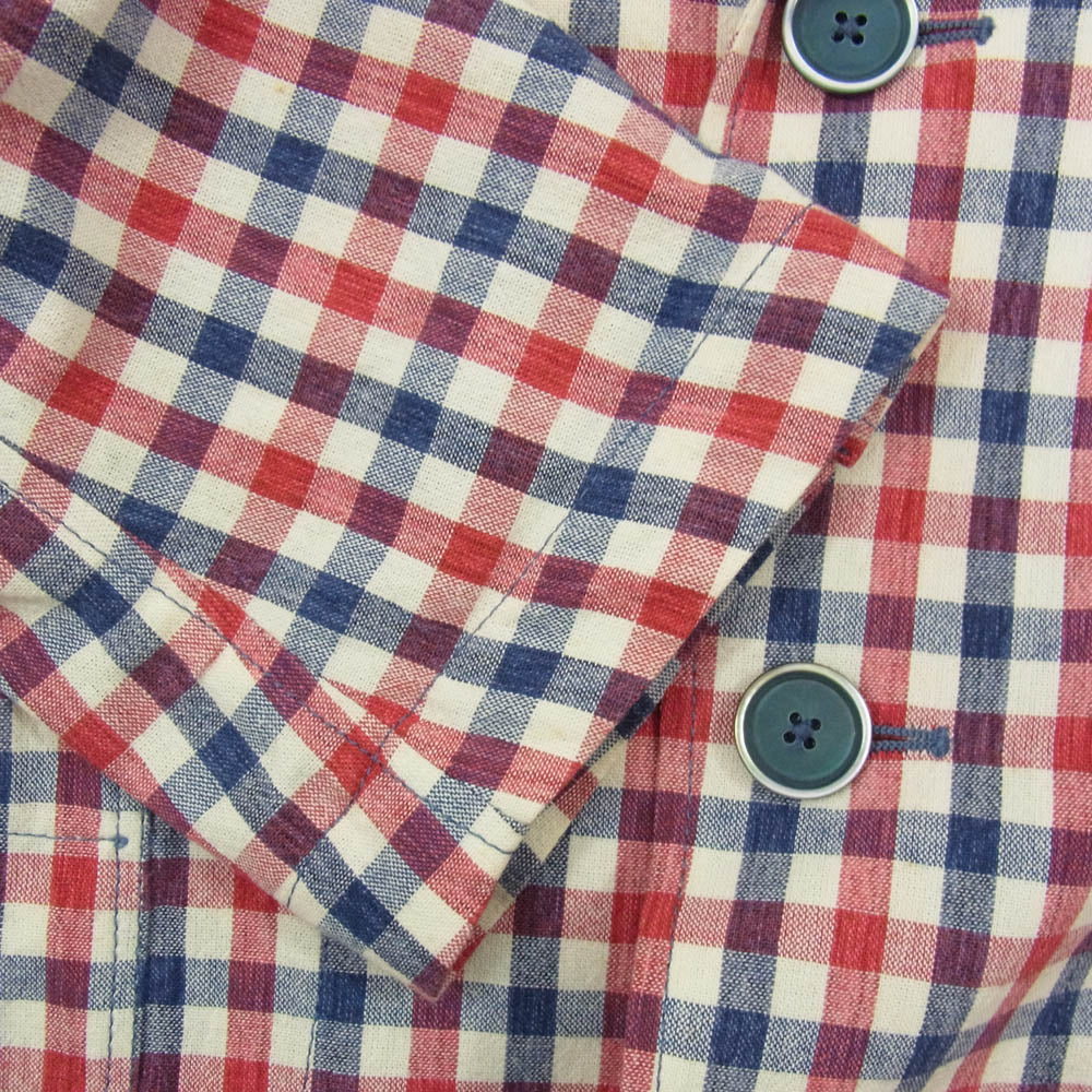 LARDINI ラルディーニ JK.64 3B ブートニエール付き 段返り コットン チェック テーラード ジャケット マルチカラー系 46【中古】