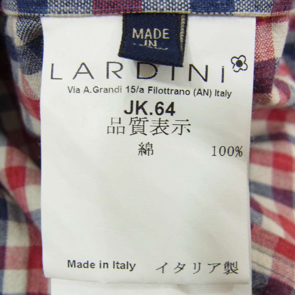 LARDINI ラルディーニ JK.64 3B ブートニエール付き 段返り コットン チェック テーラード ジャケット マルチカラー系 46【中古】
