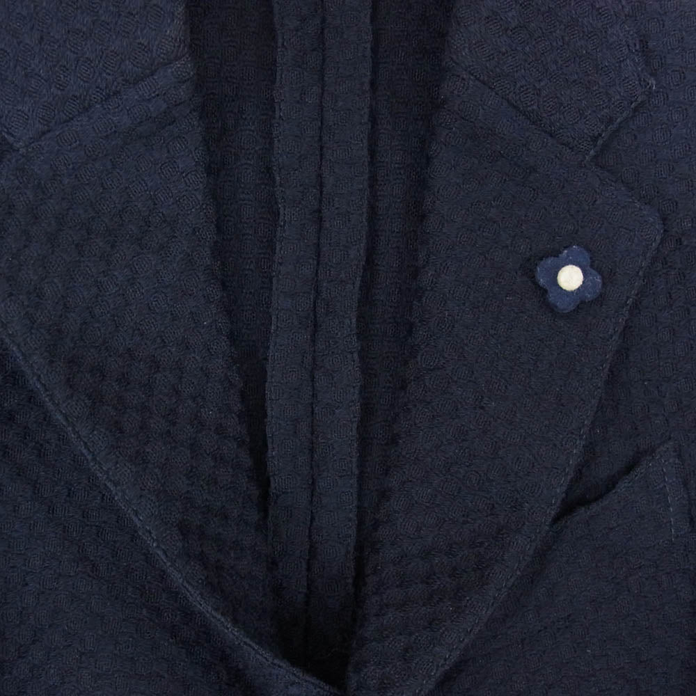 LARDINI ラルディーニ no.34 FABRIC ブートニエール付き ウール ニット 3B シングル テーラードジャケット ネイビー系 42【中古】
