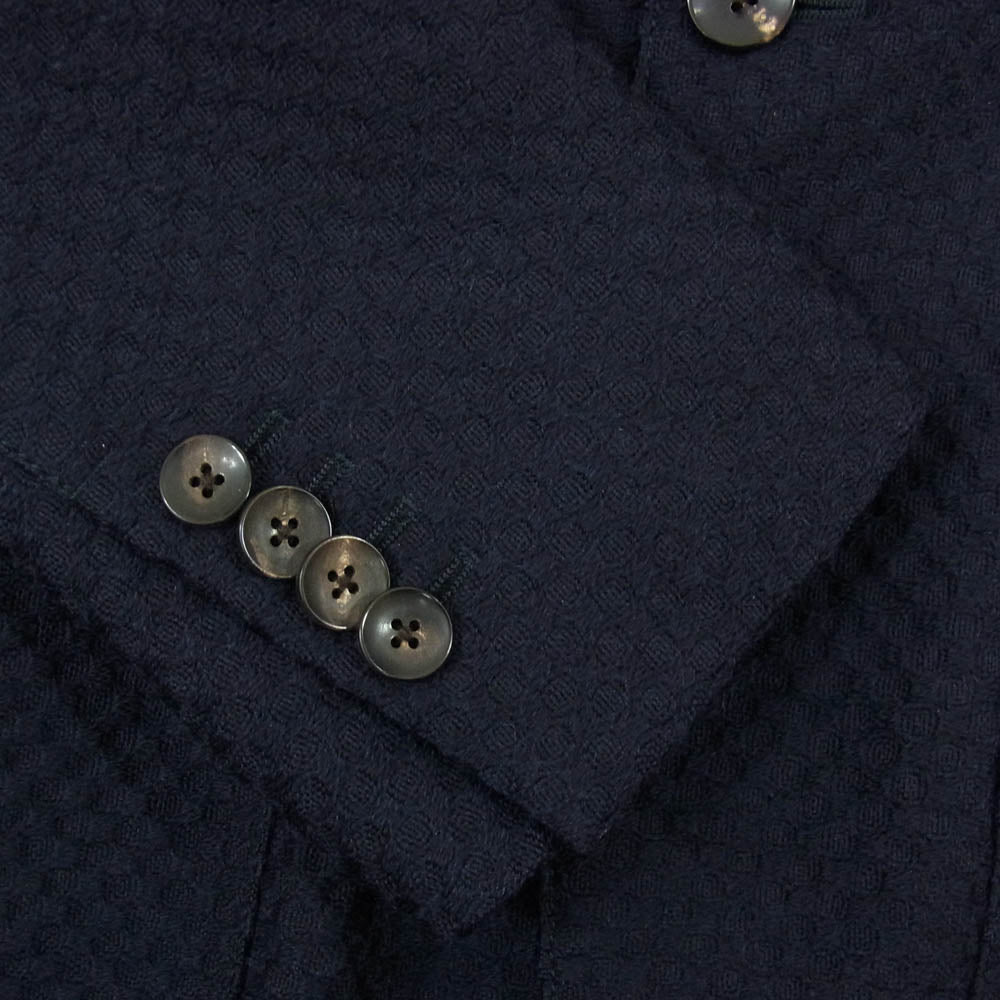 LARDINI ラルディーニ no.34 FABRIC ブートニエール付き ウール ニット 3B シングル テーラードジャケット ネイビー系 42【中古】