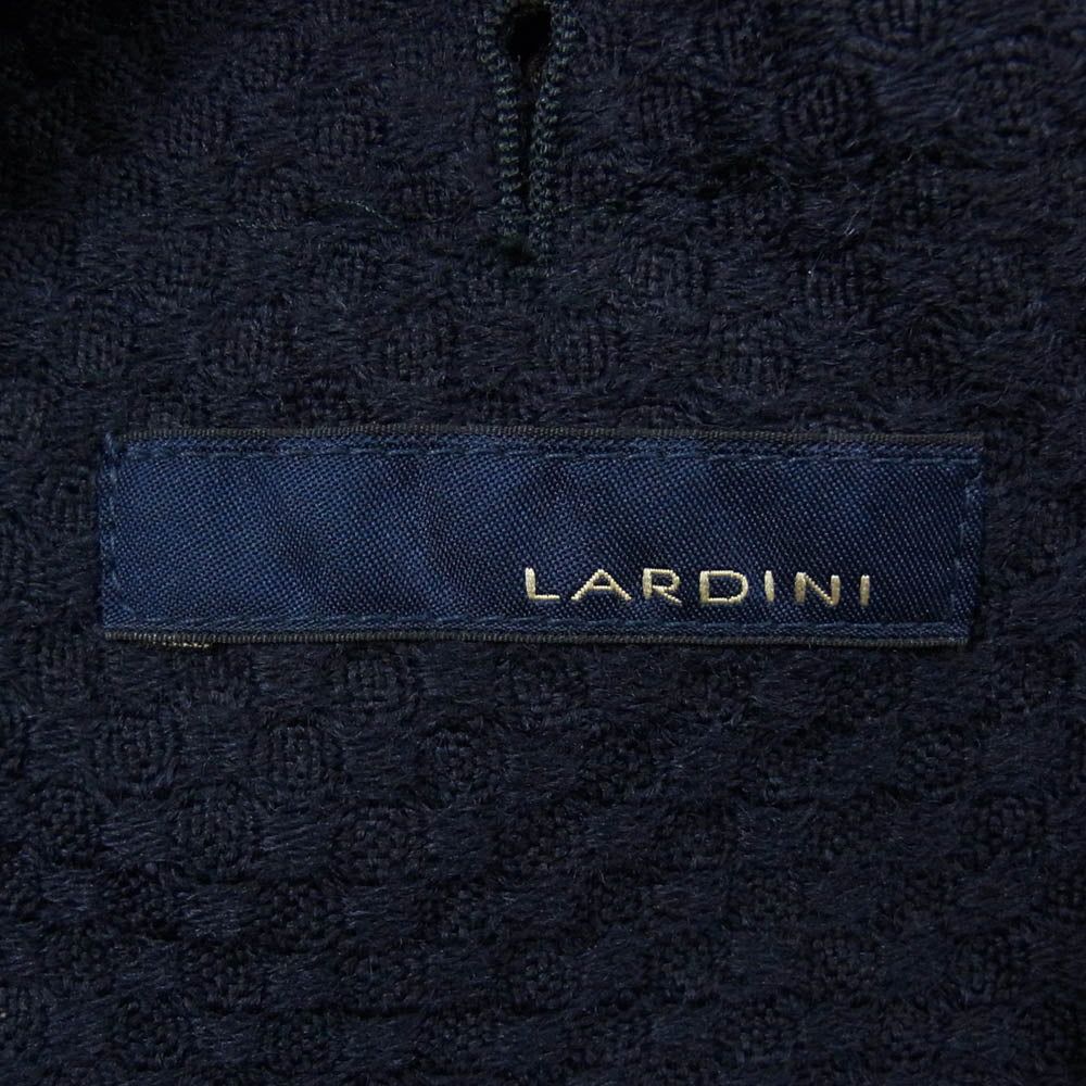 LARDINI ラルディーニ no.34 FABRIC ブートニエール付き ウール ニット 3B シングル テーラードジャケット ネイビー系 42【中古】