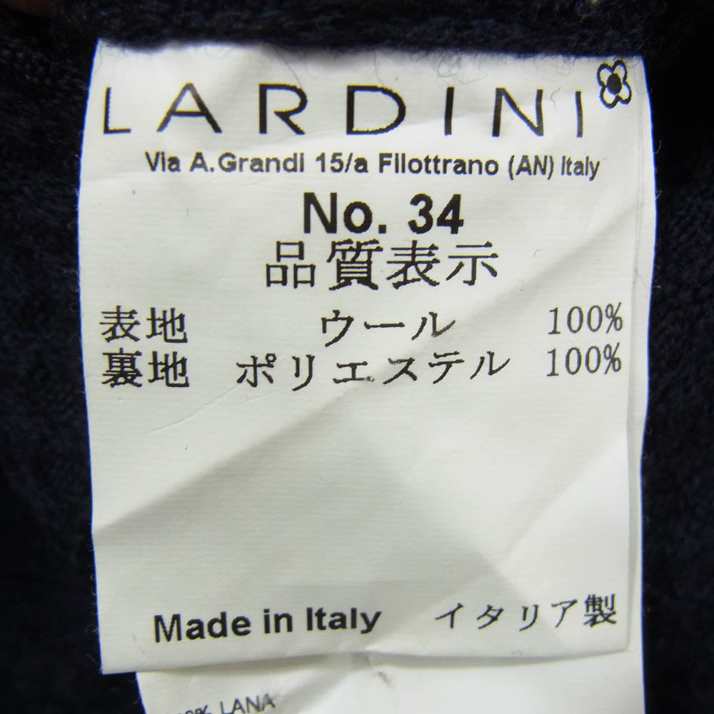 LARDINI ラルディーニ no.34 FABRIC ブートニエール付き ウール ニット 3B シングル テーラードジャケット ネイビー系 42【中古】