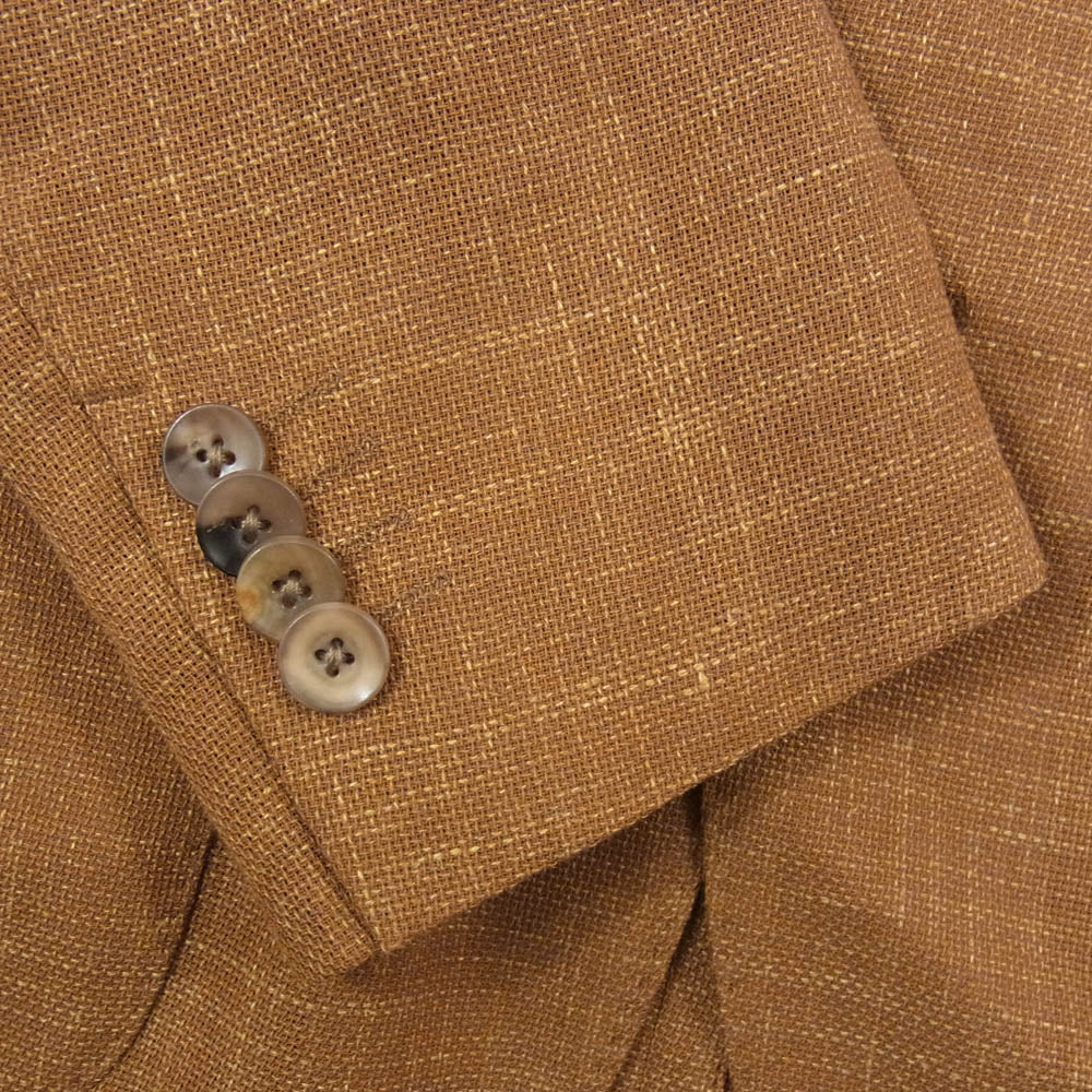 LARDINI ラルディーニ JK767 easy wear ブートニエール付き リネン 3B テーラード ジャケット ブラウン系 44【中古】