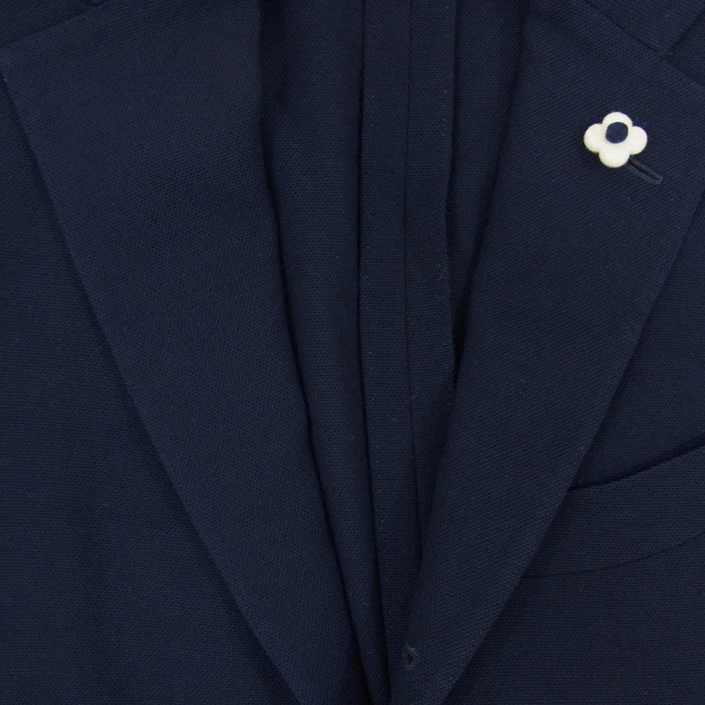 LARDINI ラルディーニ JK.69 ブートニエール付き ウール レーヨン シングル テーラード ジャケット ネイビー系 44【中古】
