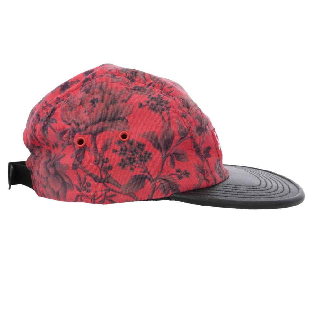 Supreme シュプリーム 12AW Liberty Pinwale Cord w/ Leather Visor Camp Cap リバティ コーデュロイ レザー キャンプ キャップ 帽子 レッド レッド系【極上美品】【中古】
