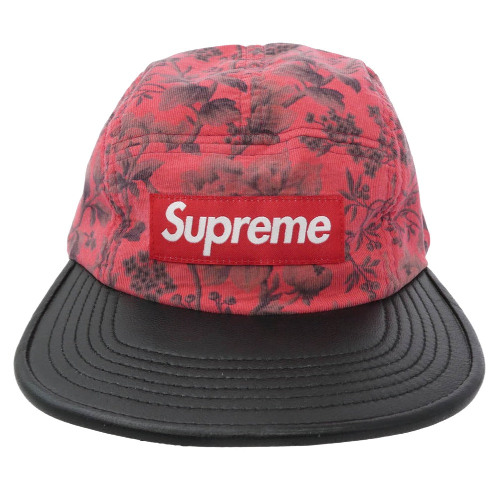 Supreme シュプリーム 12AW Liberty Pinwale Cord w/ Leather Visor Camp Cap リバティ コーデュロイ レザー キャンプ キャップ 帽子 レッド レッド系【極上美品】【中古】
