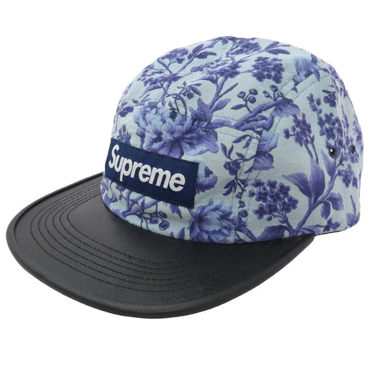 Supreme シュプリーム 12AW Liberty Pinwale Cord w/ Leather Visor Camp Cap リバティ コーデュロイ レザー キャンプ キャップ 帽子 パープル パープル系 ブラック系【極上美品】【中古】