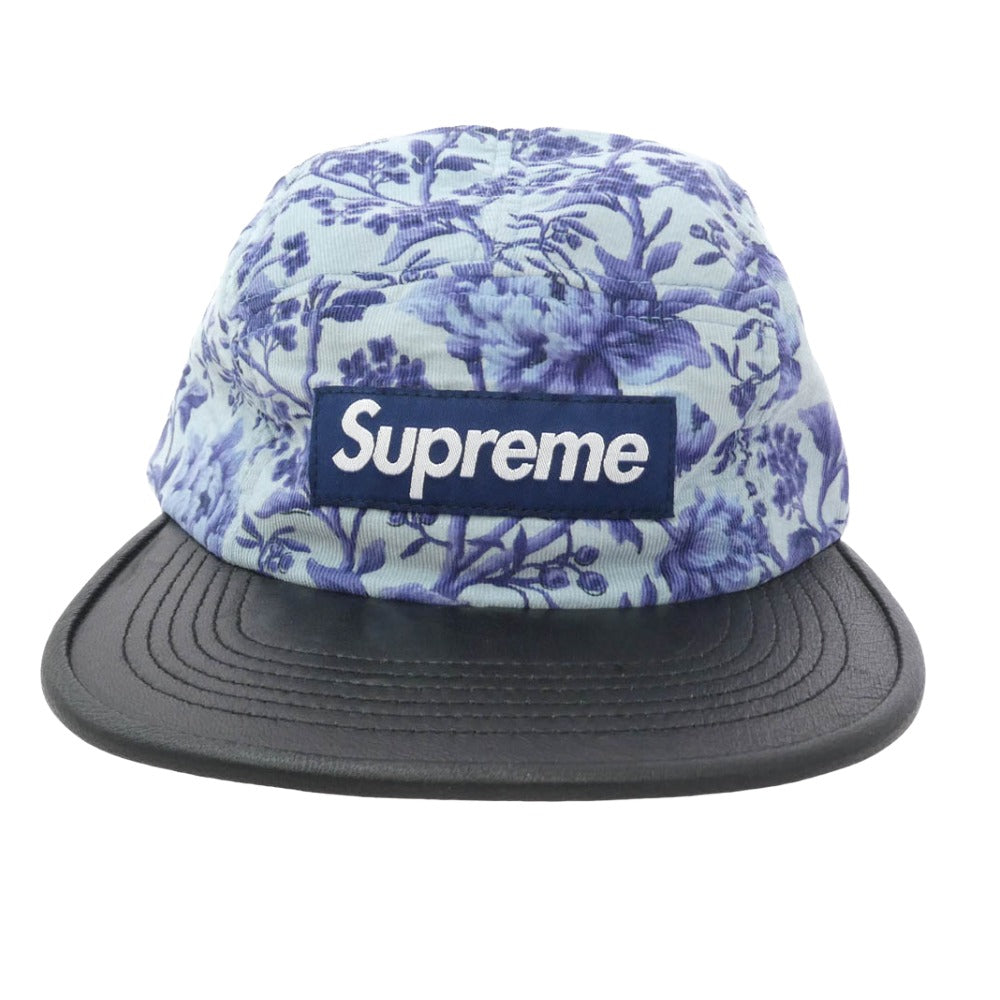 Supreme シュプリーム 12AW Liberty Pinwale Cord w/ Leather Visor Camp Cap リバティ コーデュロイ レザー キャンプ キャップ 帽子 パープル パープル系 ブラック系【極上美品】【中古】