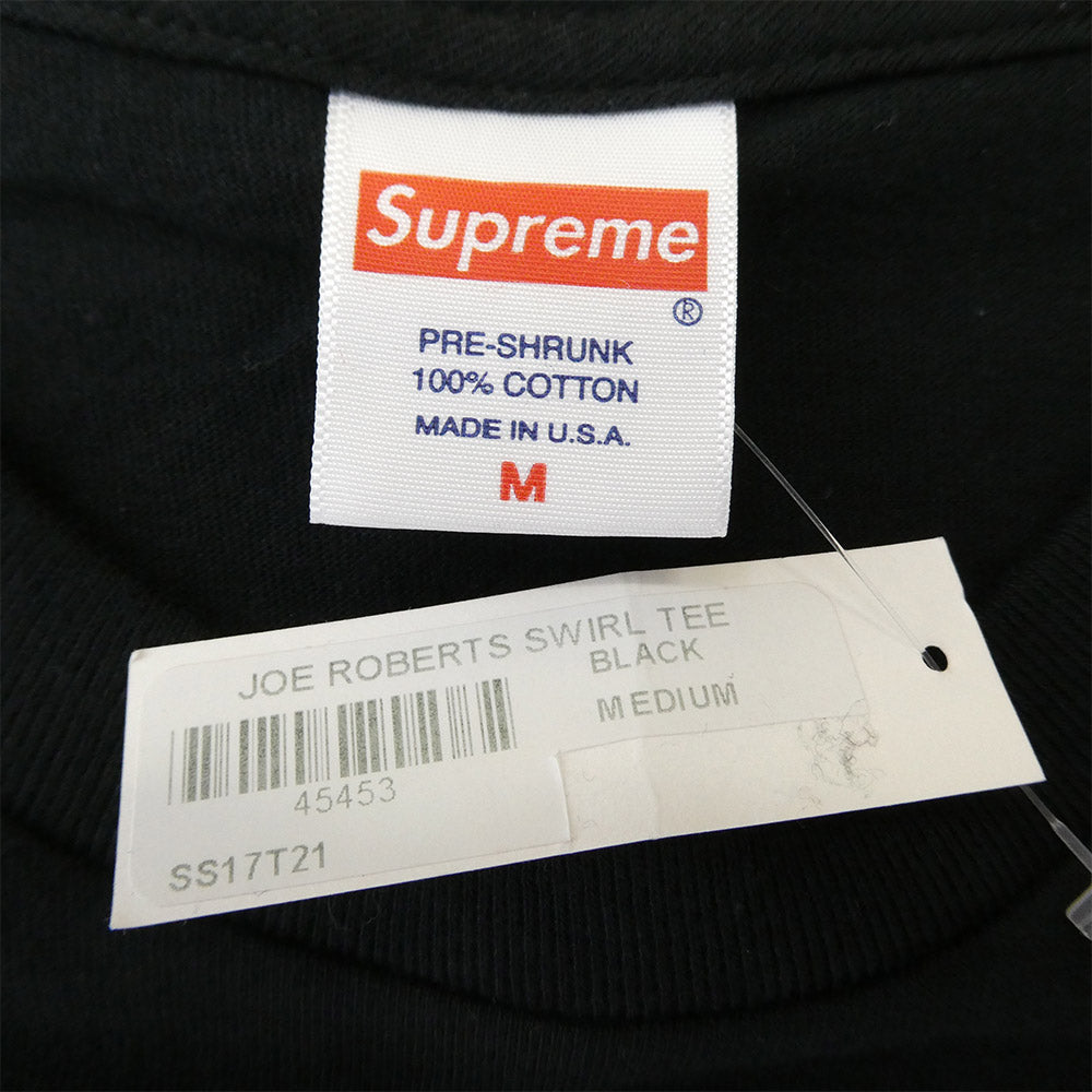 Supreme シュプリーム 17SS × Joe Roberts Swirl Tee ジョー ロバーツ スワール プリント 半袖 Tシャツ カットソー ブラック系 M【新古品】【未使用】【中古】