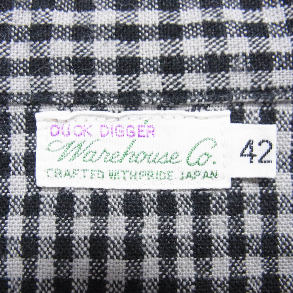 WAREHOUSE ウエアハウス DUCK DIGGER ダックディガー シアサッカー 長袖 ギンガム チェック シャツ ブラック系 42【中古】