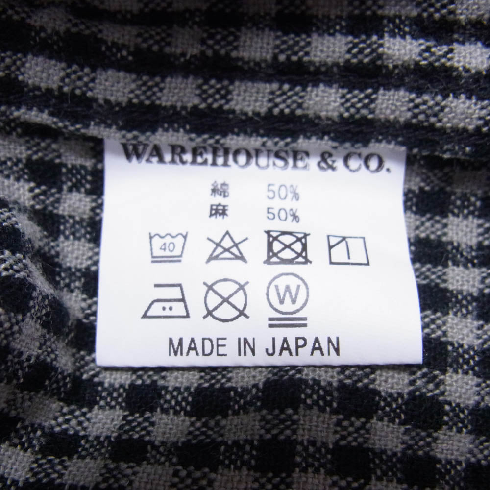 WAREHOUSE ウエアハウス DUCK DIGGER ダックディガー シアサッカー 長袖 ギンガム チェック シャツ ブラック系 42【中古】