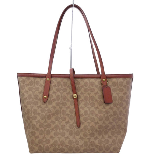 COACH コーチ 32714 シグネチャー PVC トート バッグ ブラウン系【中古】