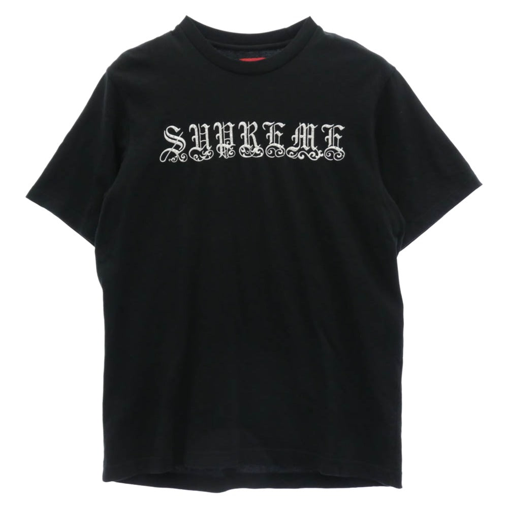 Supreme シュプリーム 21SS Old English Rhinestone S/S Top オールドイングリッシュ ラインストーン 半袖Tシャツ ブラック系 S【中古】